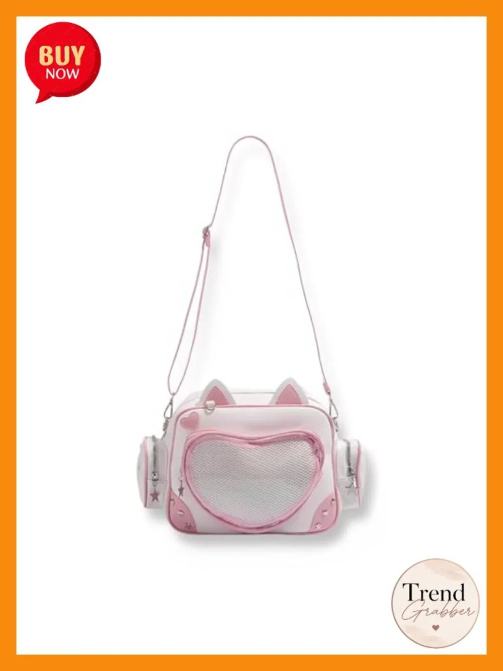 Kawaii Cat Ita Bag Crossbody Anime Pin Display Backpack Purse for Collectibles